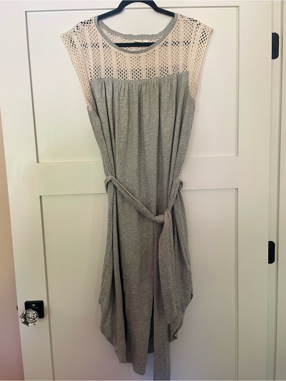 GAP Grey Midi Dress with Cream Crochet Yoke